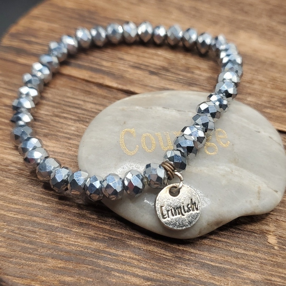 Erimish gunmetal metallic beaded bracelet‎  B2025